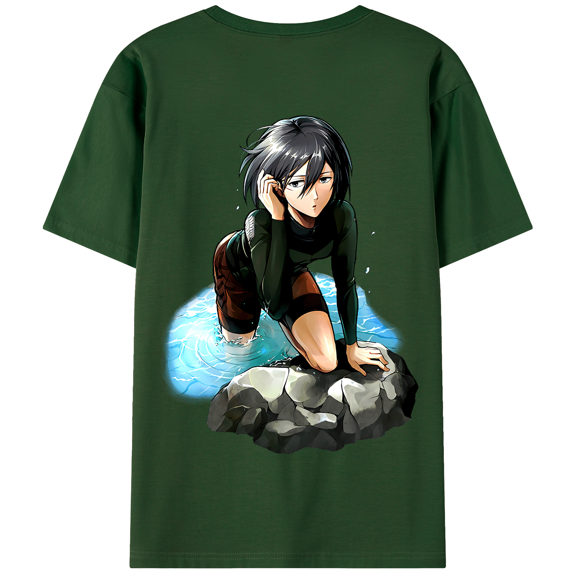 （画像用） 進撃の巨人 ミカサ·アッカーマン Attack on Titan Mikasa Ackerman 綿100％半袖Tシャツ（背面プリント）